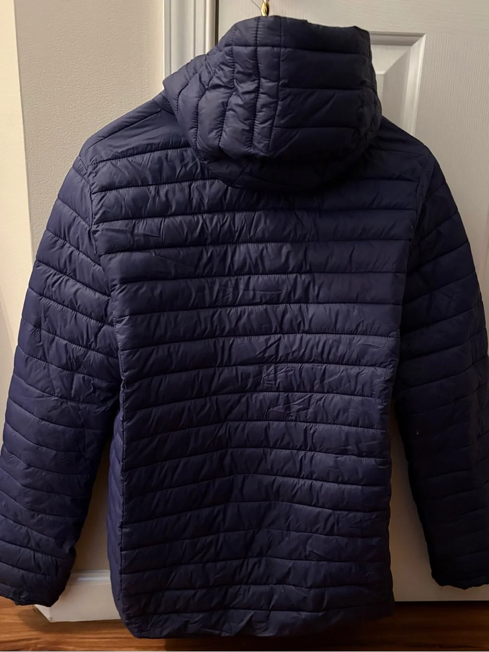 Lands' End Navy Packable Quilted Hooded Jacket
